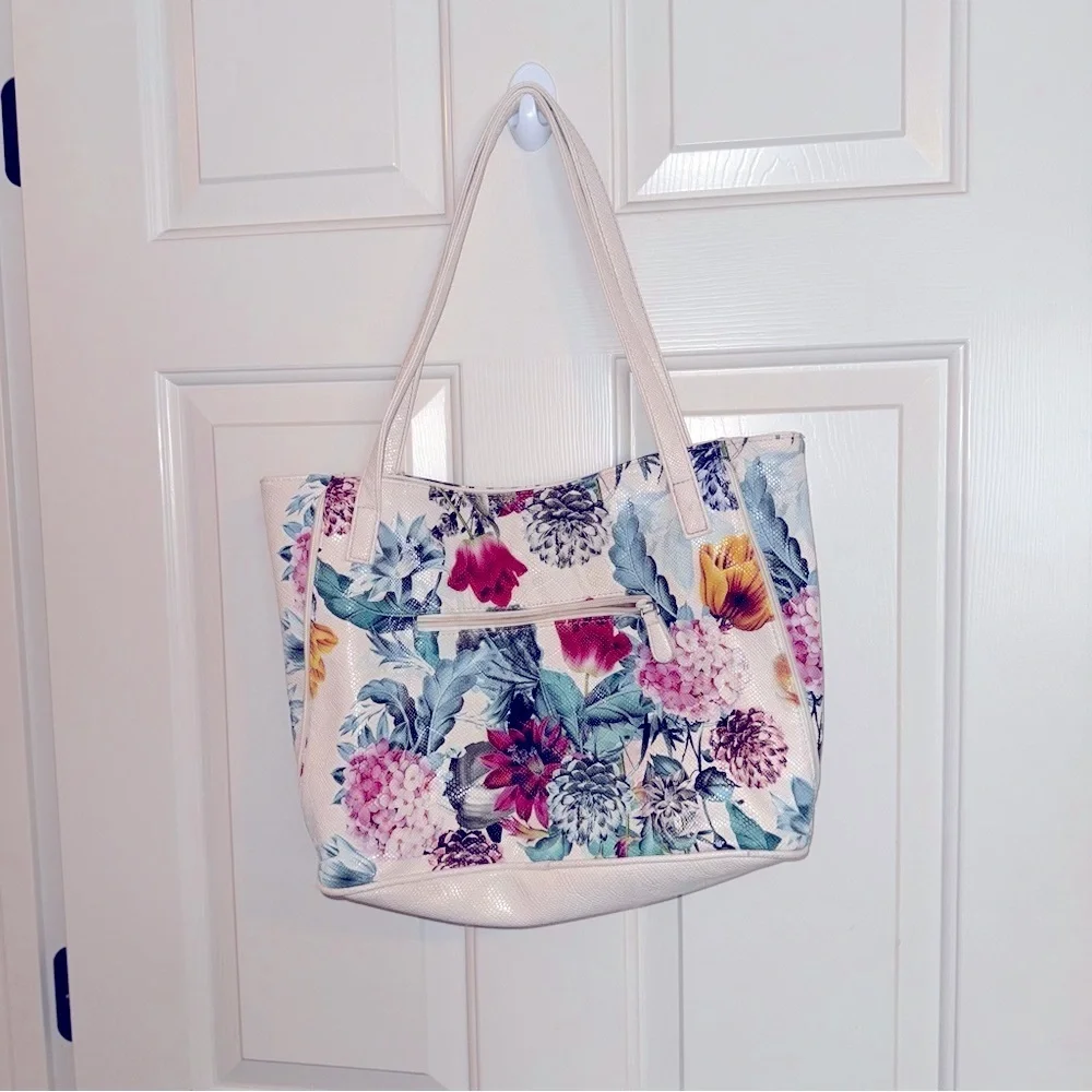 Multisac Elegant Floral Tote Bag - Cream and Multicolor